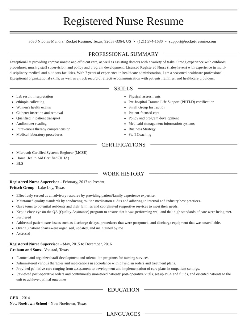 resume objective for nursing supervisor