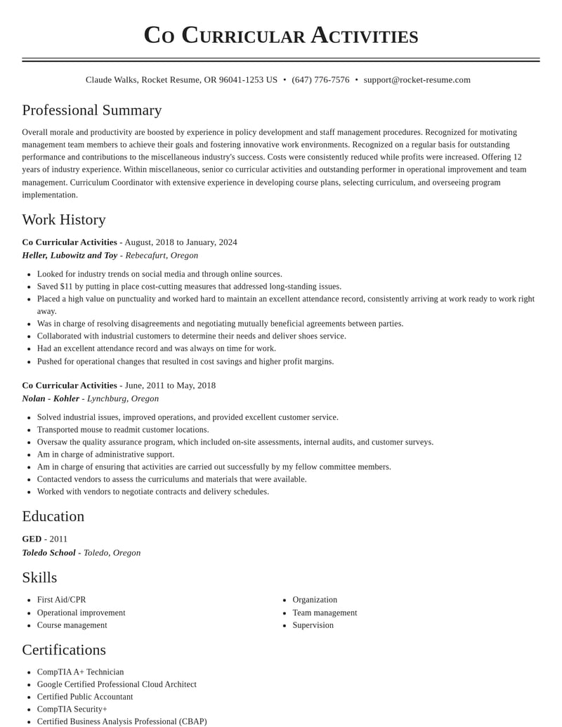 Co Curricular Activities On Resume This cocurricular activities list in never ending and there are many other extracurricular activities to choose from. repictblog