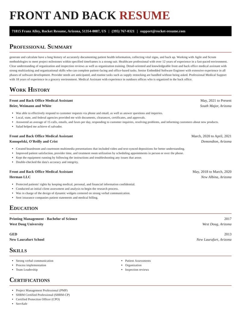 Medical Assistant Resume Template Free from rocket-resume.com