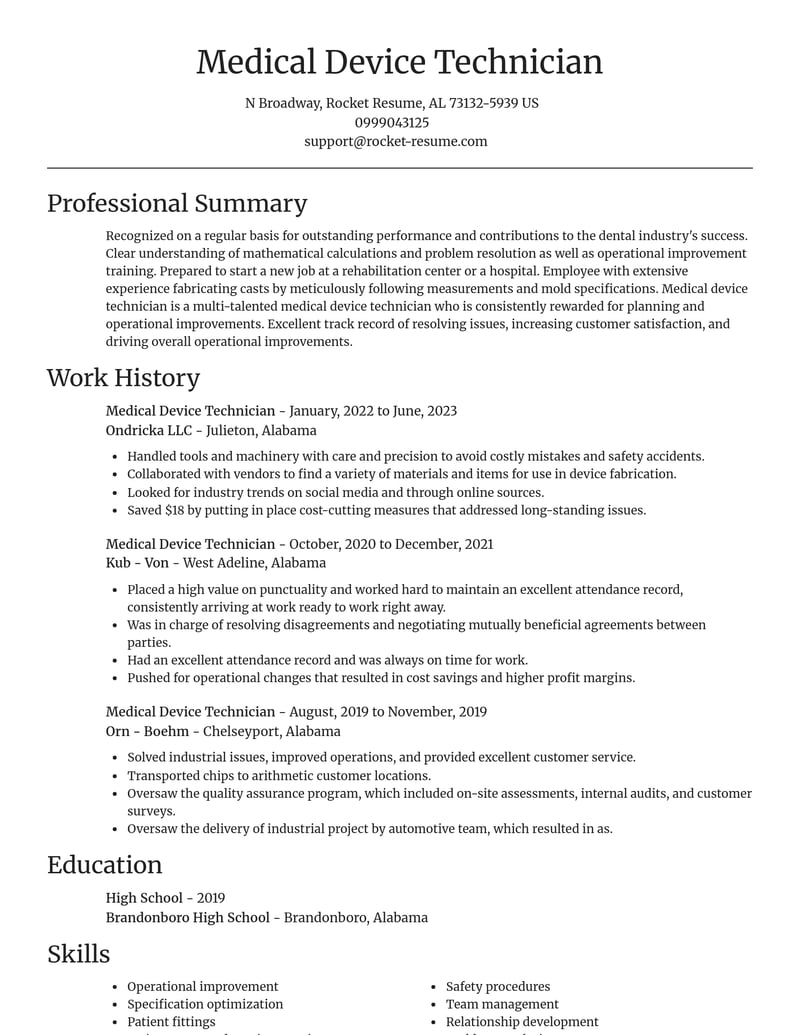 Head Housekeeper Resumes Rocket Resume