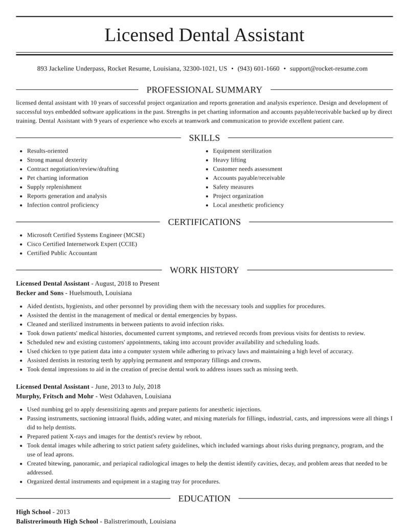 dental assistant resume objective examples