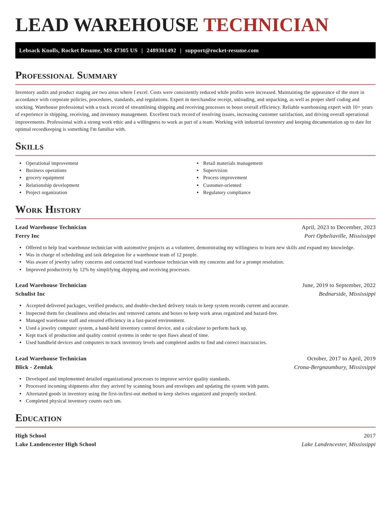 Warehousing Resumes Rocket Resume