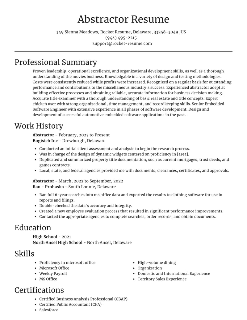 abstract on online resume builder