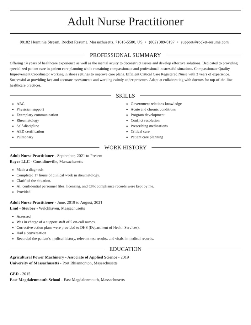 best resume template for nurse practitioner