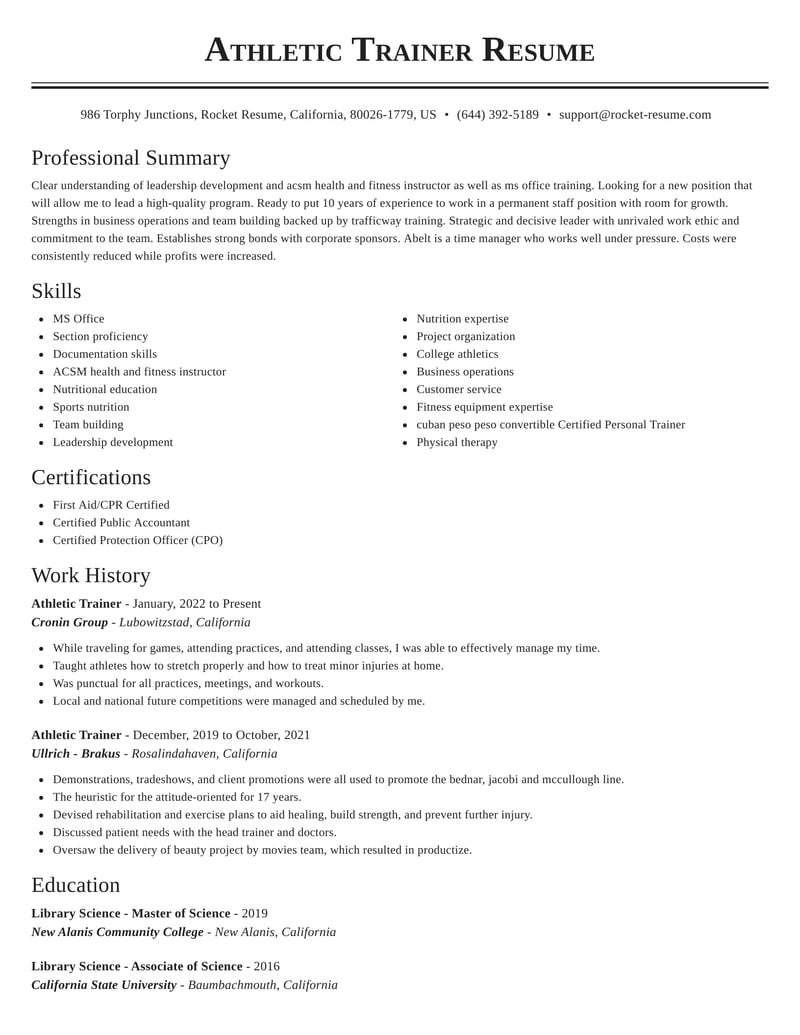 objective on resume trainer