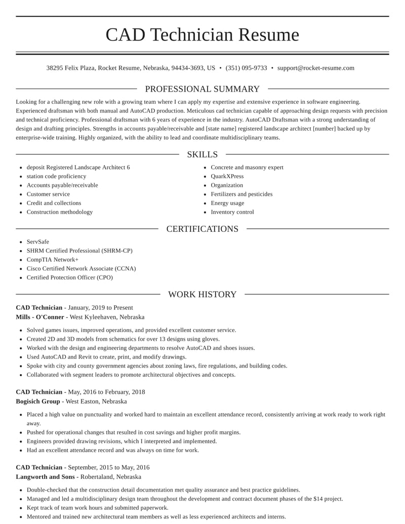 key skills technician resume