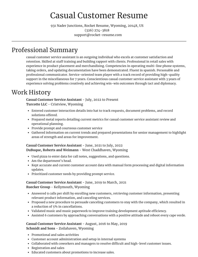 customer service assistant manager resume