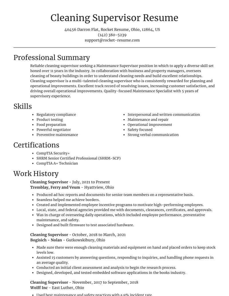 objective for resume cleaning