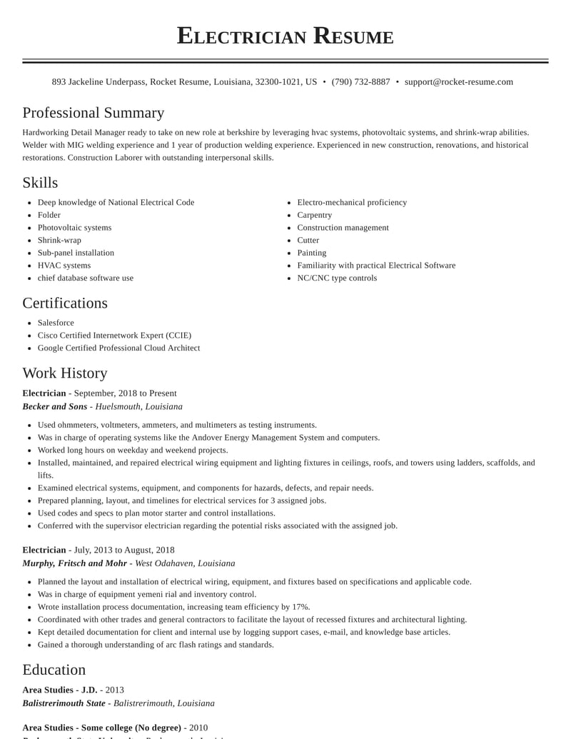 Electrical Resume Templates