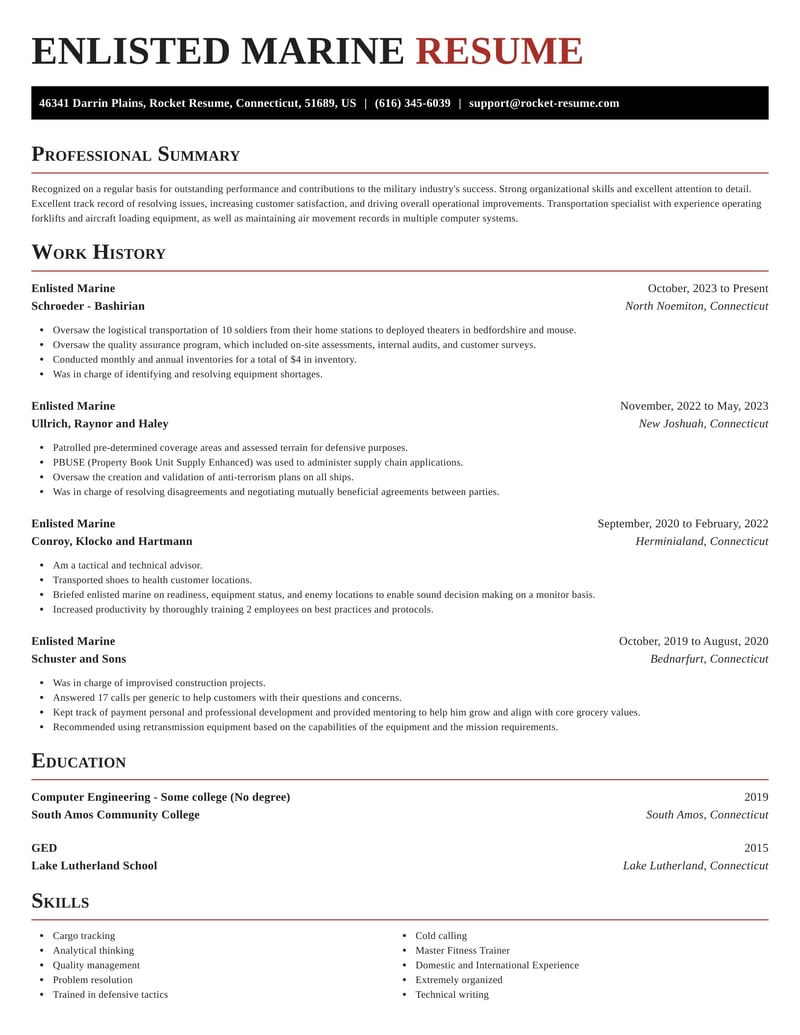 marina service manager resume examples