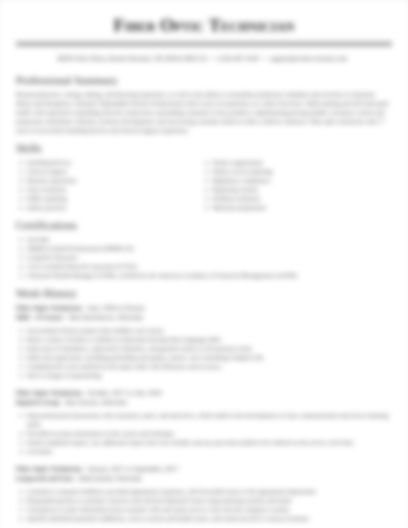 Fiber Optic Technician Resumes Rocket Resume