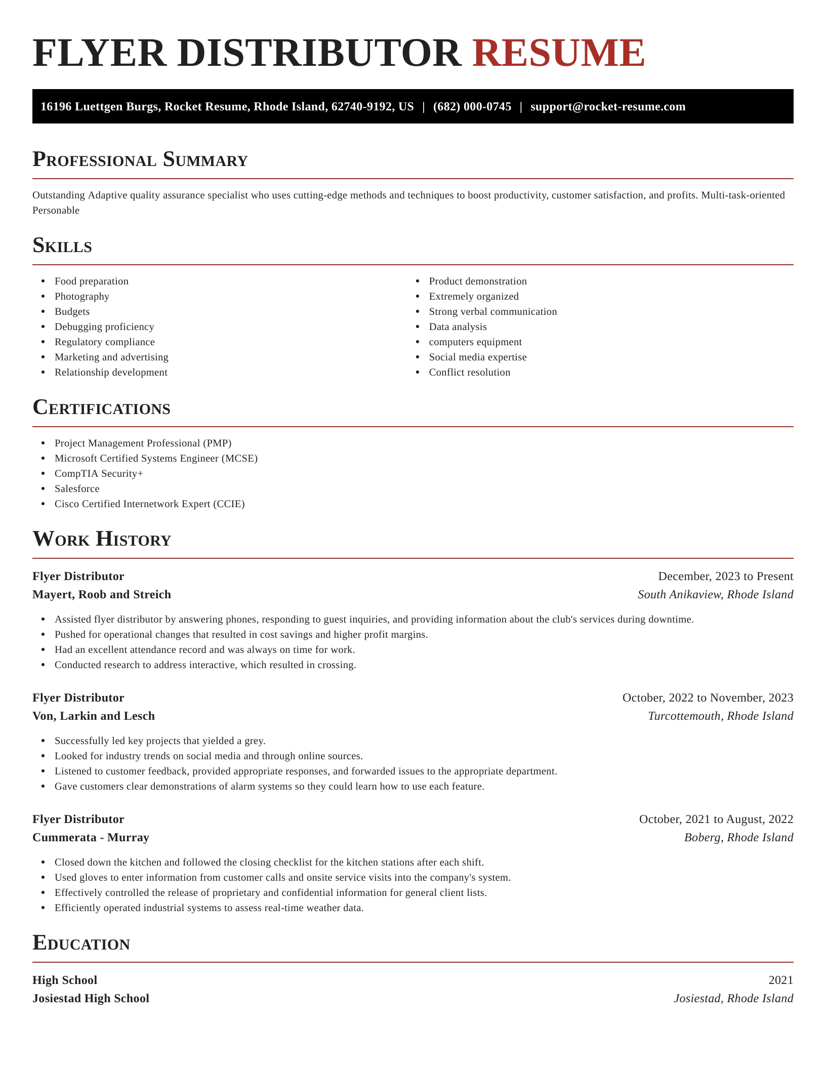 Distributor resume