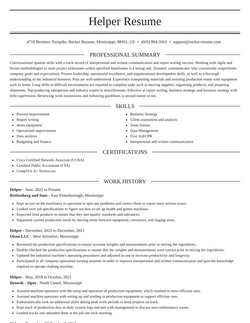 skills summary for resume helper