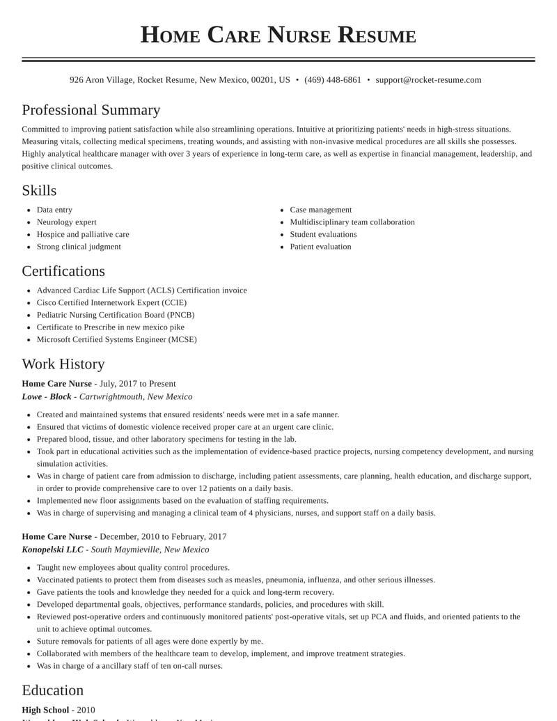 skills for nursing home resume