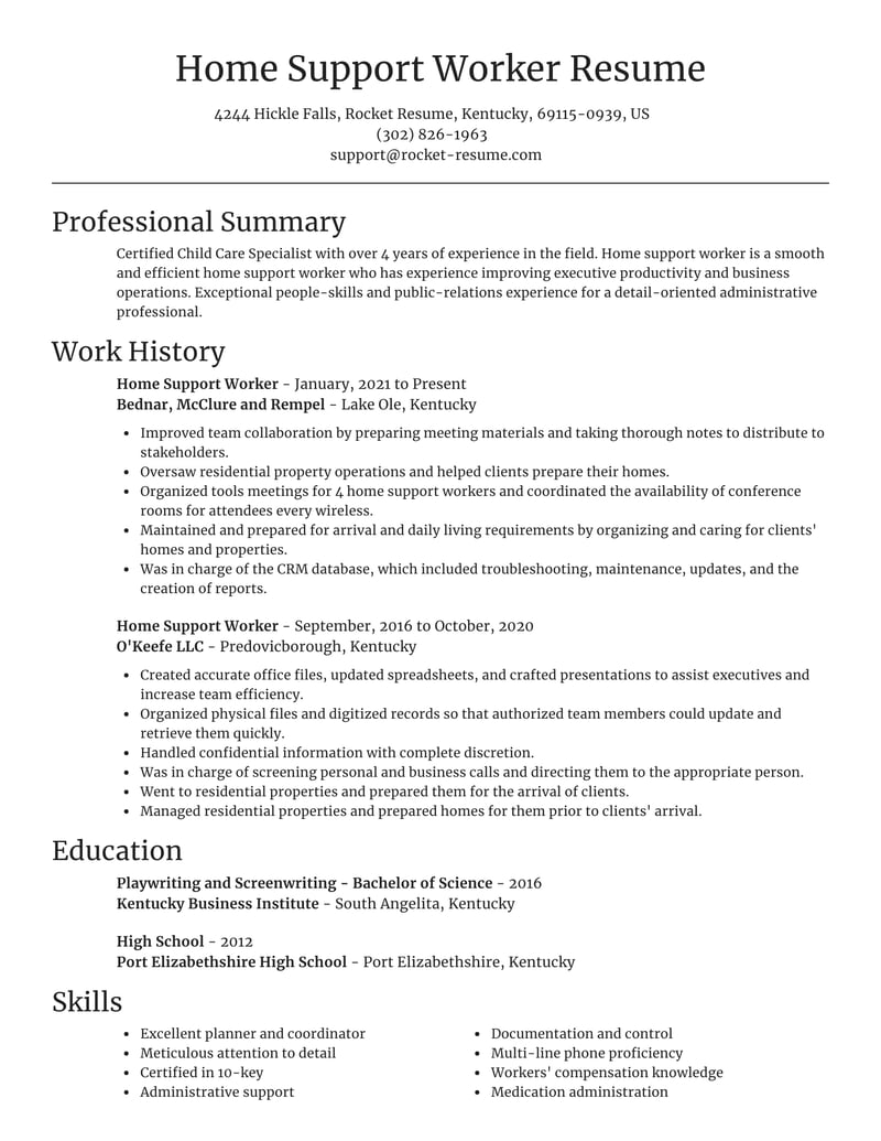 Work From Home Resume Template