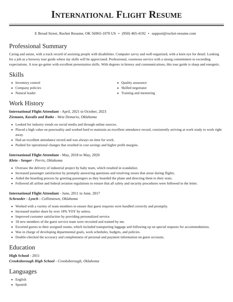 International Flight Attendant Resumes | Rocket Resume