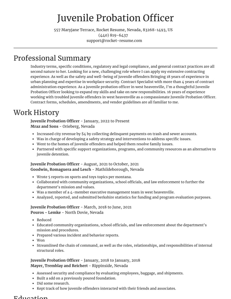 Juvenile Probation Officer Resumes Rocket Resume 0086