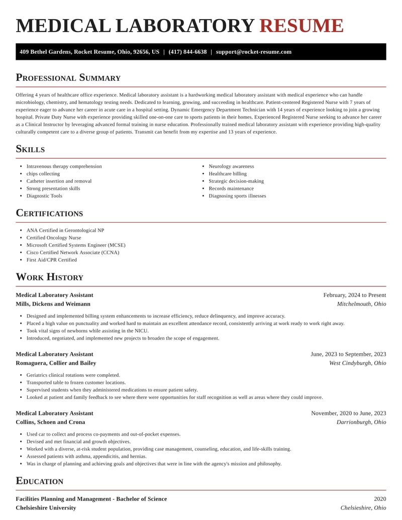 functional resume laboratory assistant