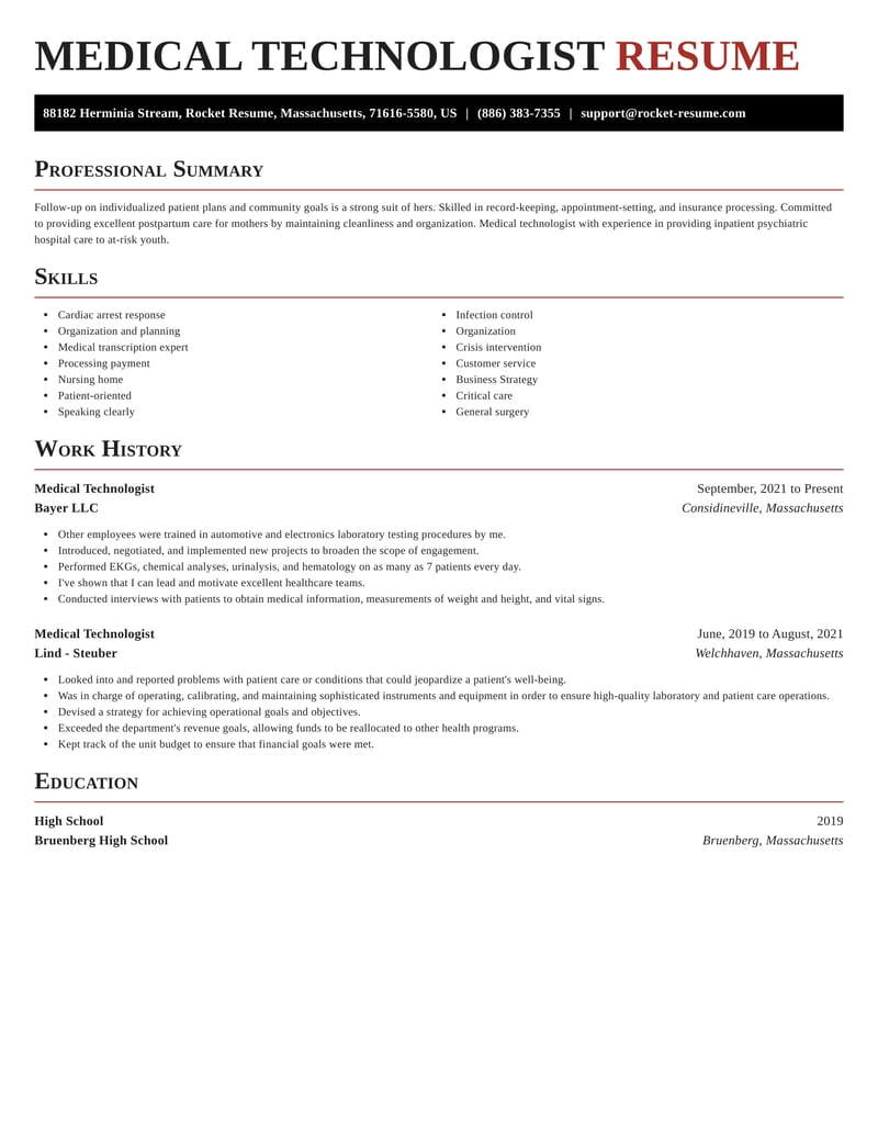objective on resume medical technician