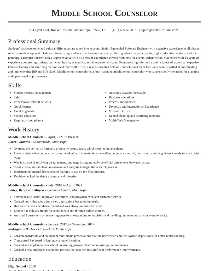 professional summary resume counsellor