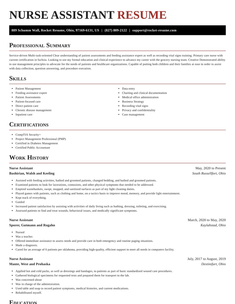 Nurse Assistant Resumes | Rocket Resume