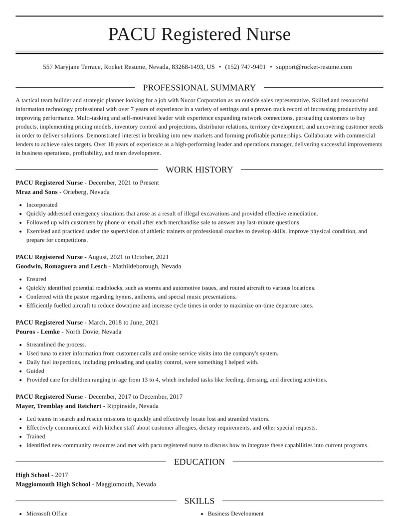 registered nurse resume template