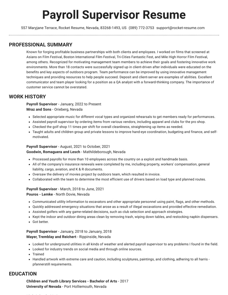 student assistant payroll resume
