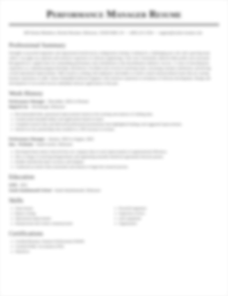 performance resume template download microsoft word