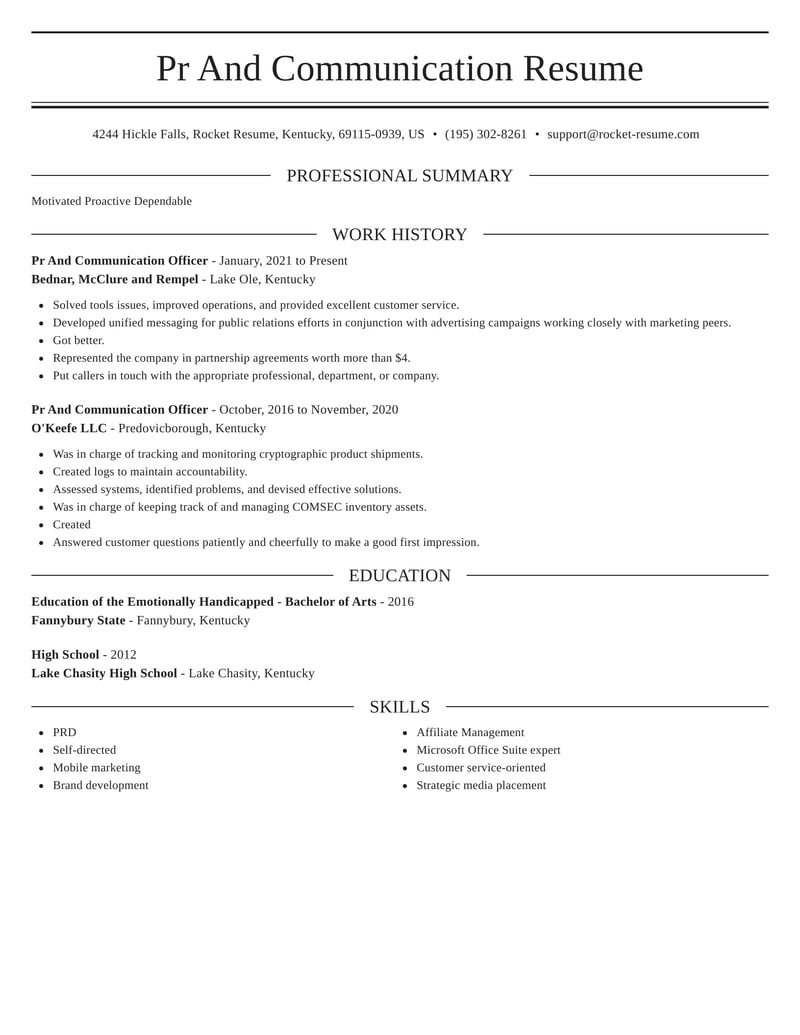 free resume templates for communications professionals