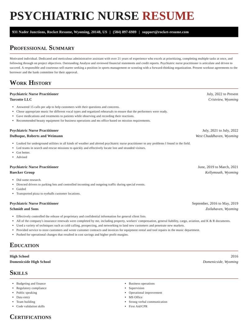 Psychiatric Nurse Practitioner Resumes Rocket Resume 6015