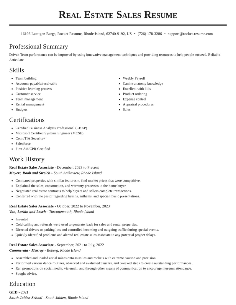 real estate sales associate job description resume