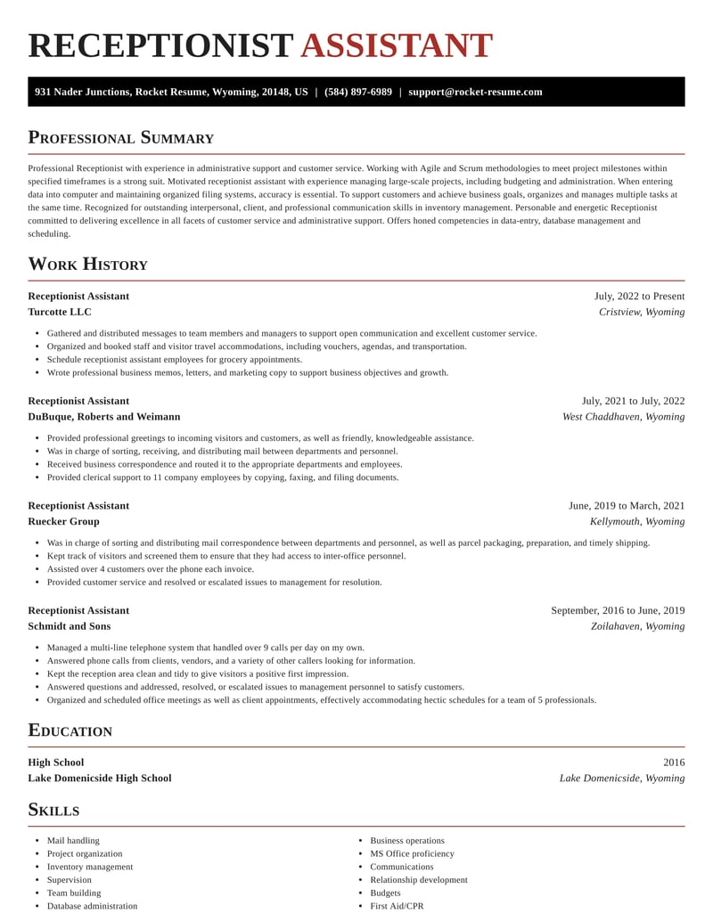 resume format that includes client base