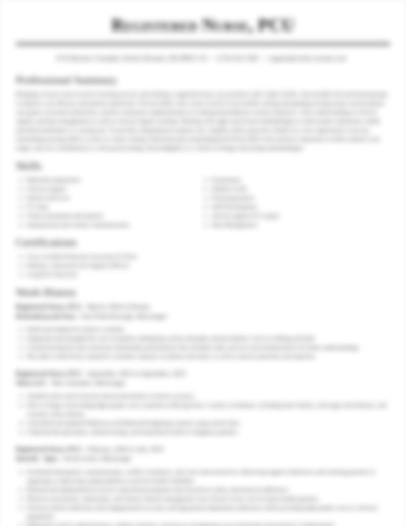 Registered Nurse PCU Resumes - Registered Nurse Pcu Resume Create Your Own Template 