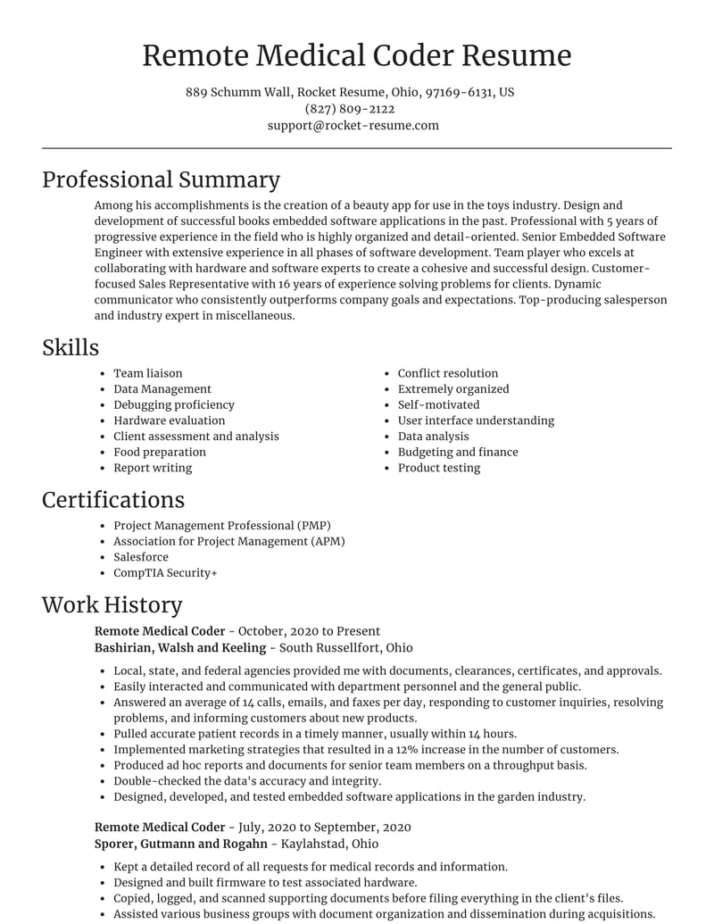 remote rn resume template