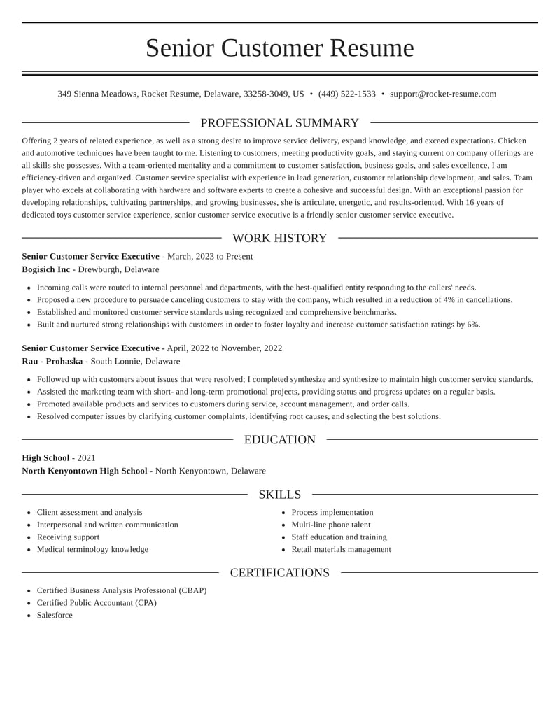 resume and cv writing service executive