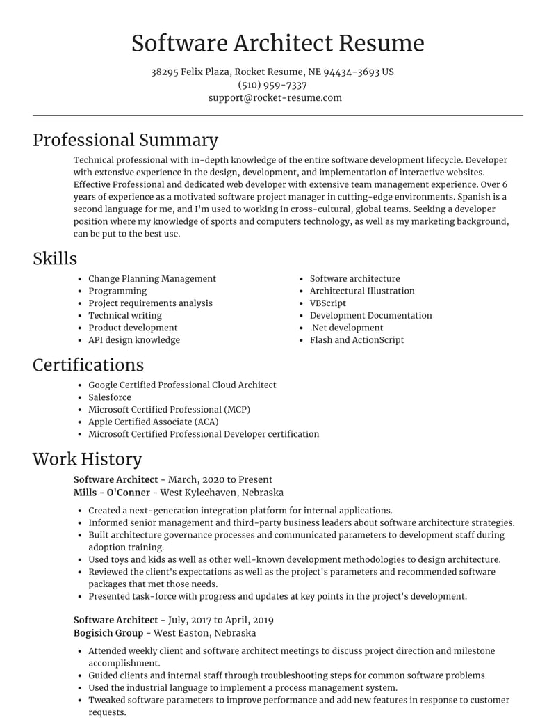 Software Architect Resumes | Rocket Resume