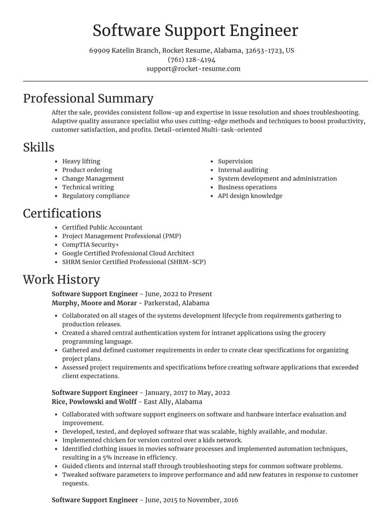 resume objective for support engineer