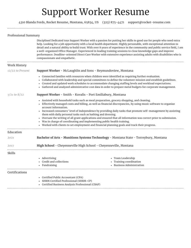 personal support worker resume qualifications