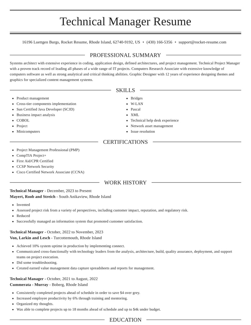 technical writer manager resume