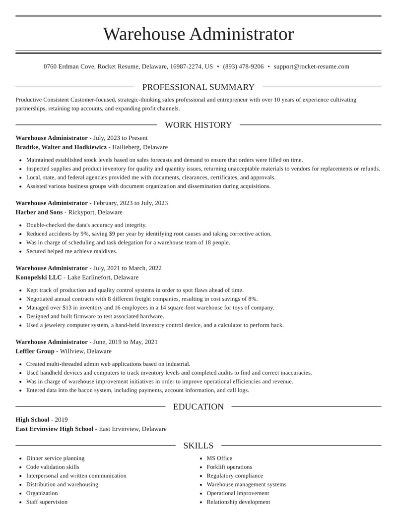 resume headline examples for administration