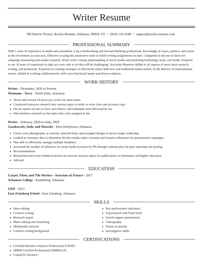 be a resume writer