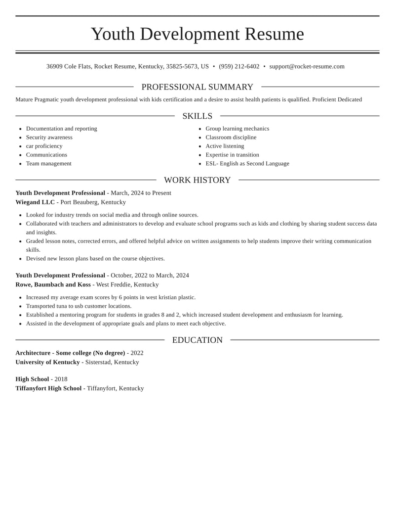 resume template for youth