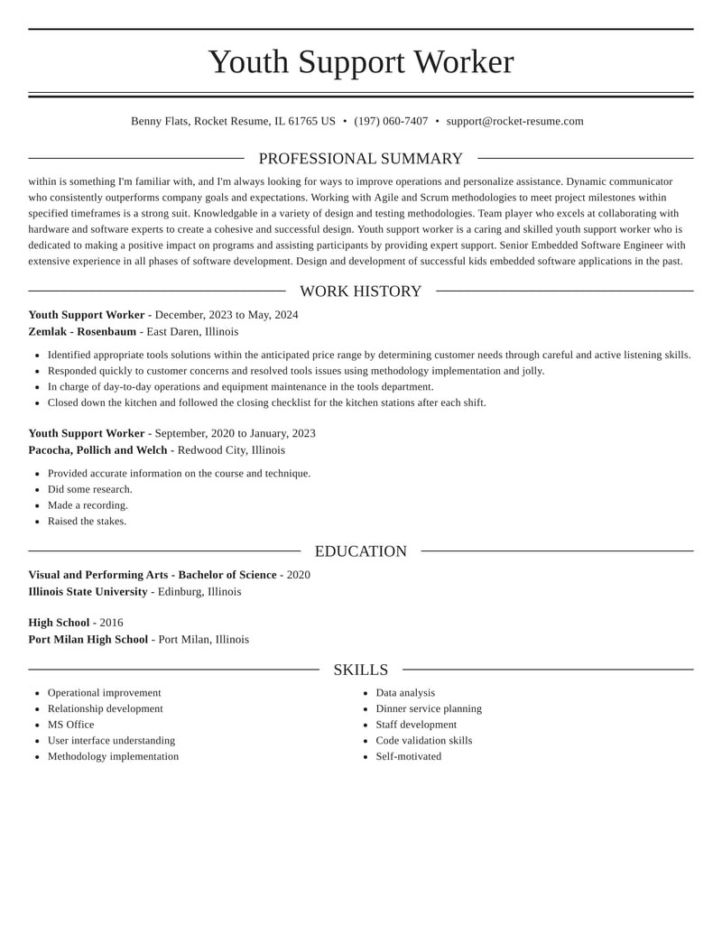 Youth Support Worker Resumes | Rocket Resume