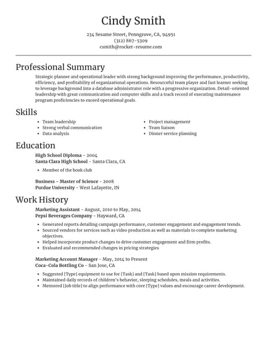 focal point resume template