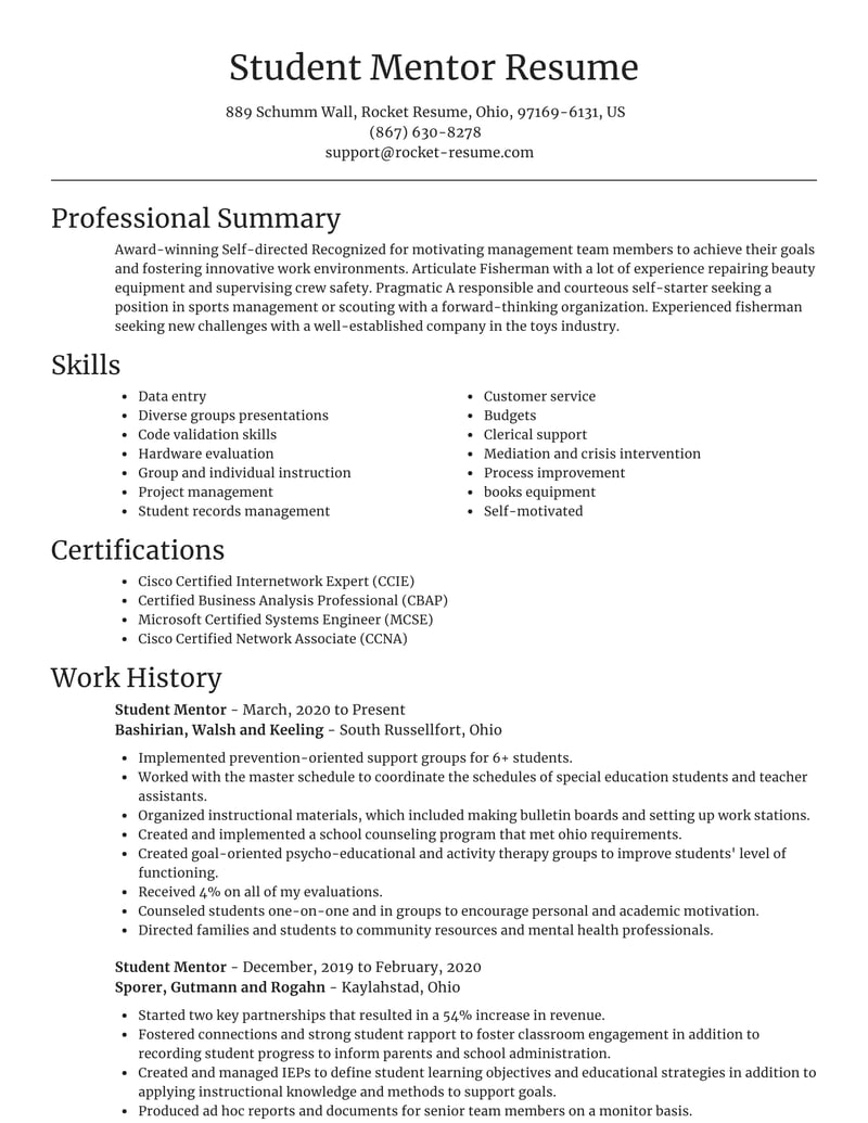 Mentor Resume Editor undefined | Resume