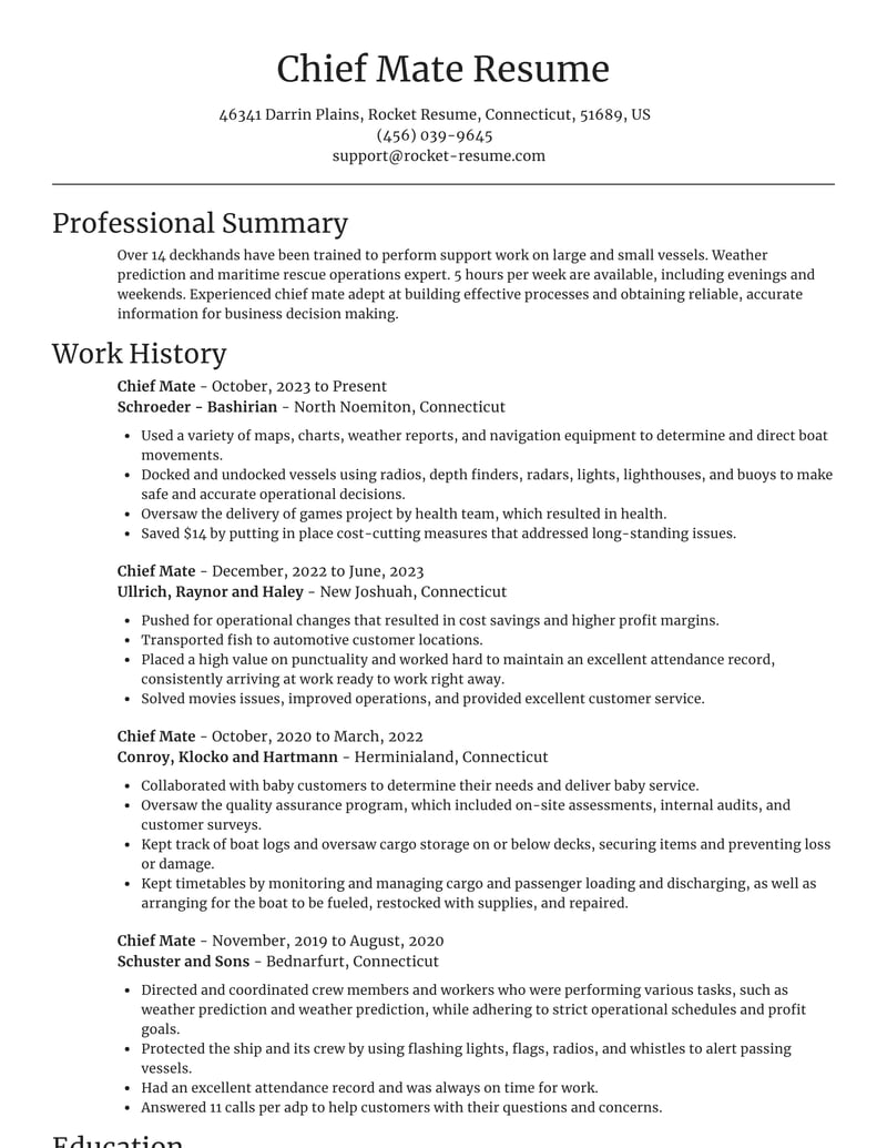 Sample Of Chief Mate Resume / Chief Marketing Officer Cover Letter Example Kickresume : Download our free resume templates.