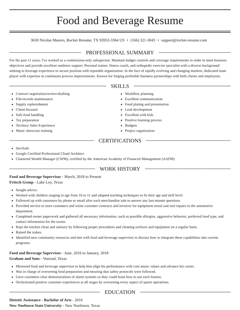 Food And Beverage Attendant Grade 1