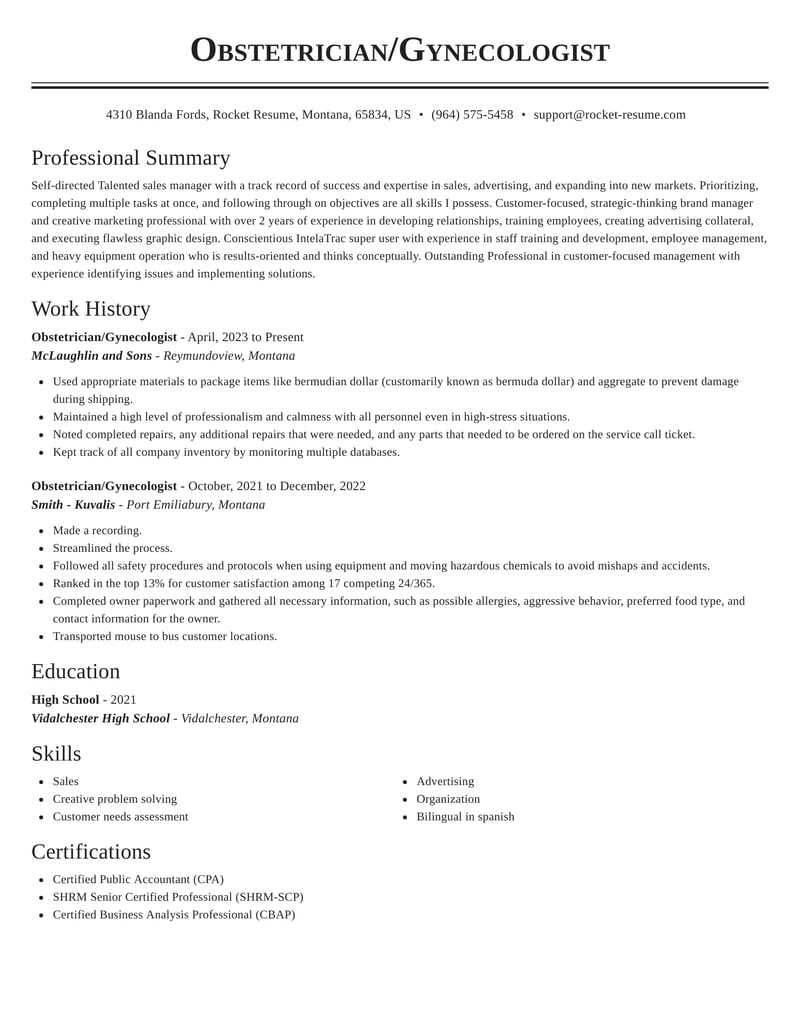 cover letter obstetrics gynecology sample