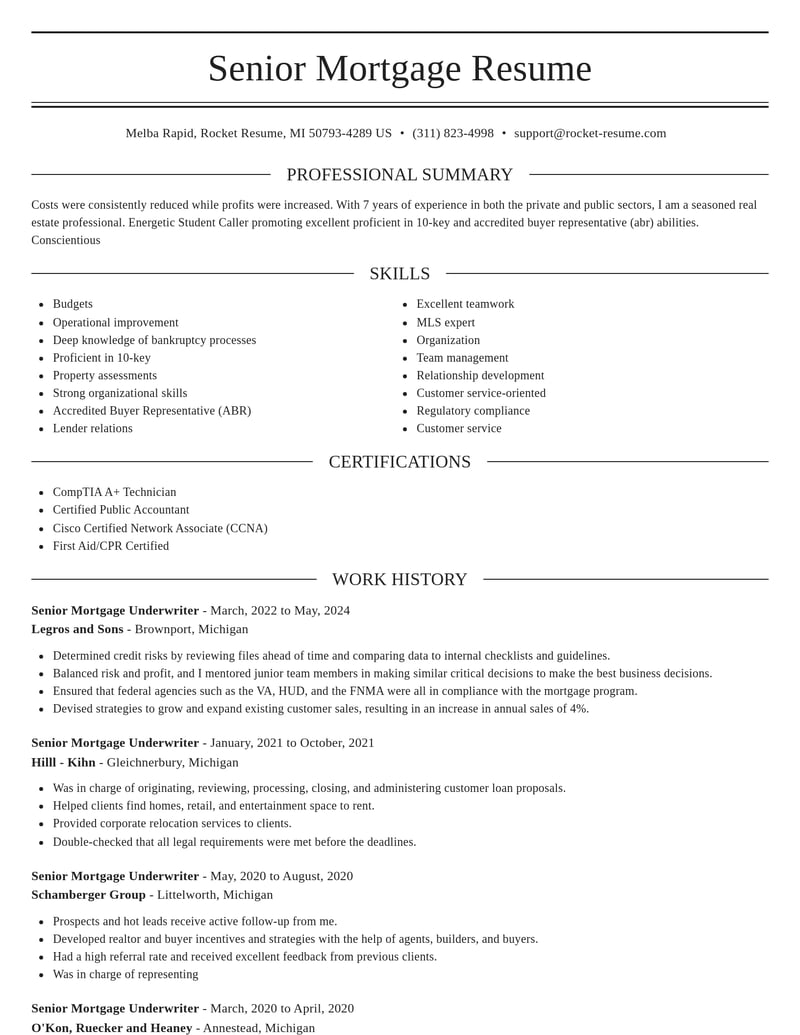 Mortgage Underwriter Resume Samples / Mortgage Underwriter Resume Free