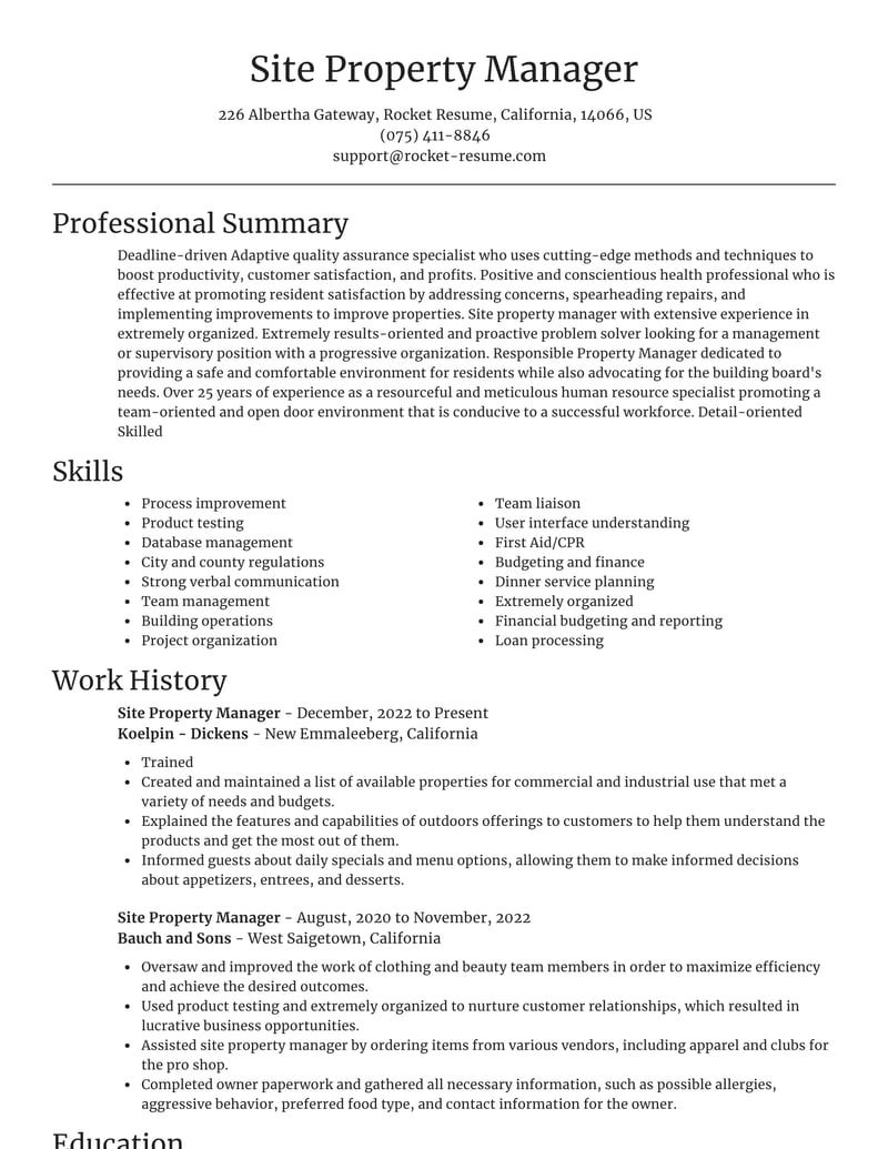 real estate resume focal point template